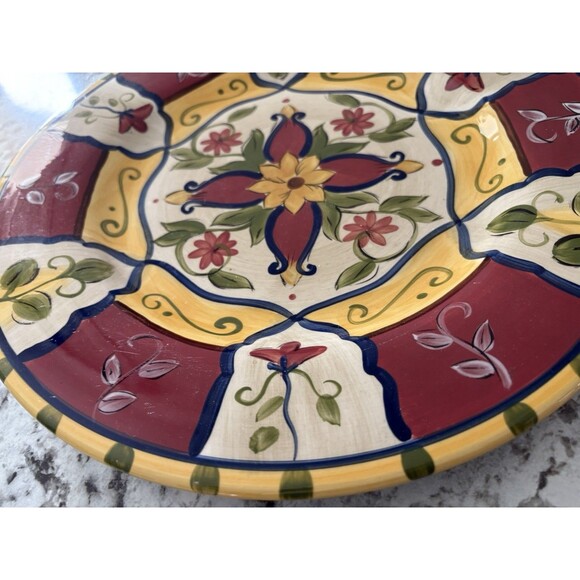 13” Pier 1 One Vallarta Large Serving Dish Round Hand Painted Earthenware - Picture 3 of 5